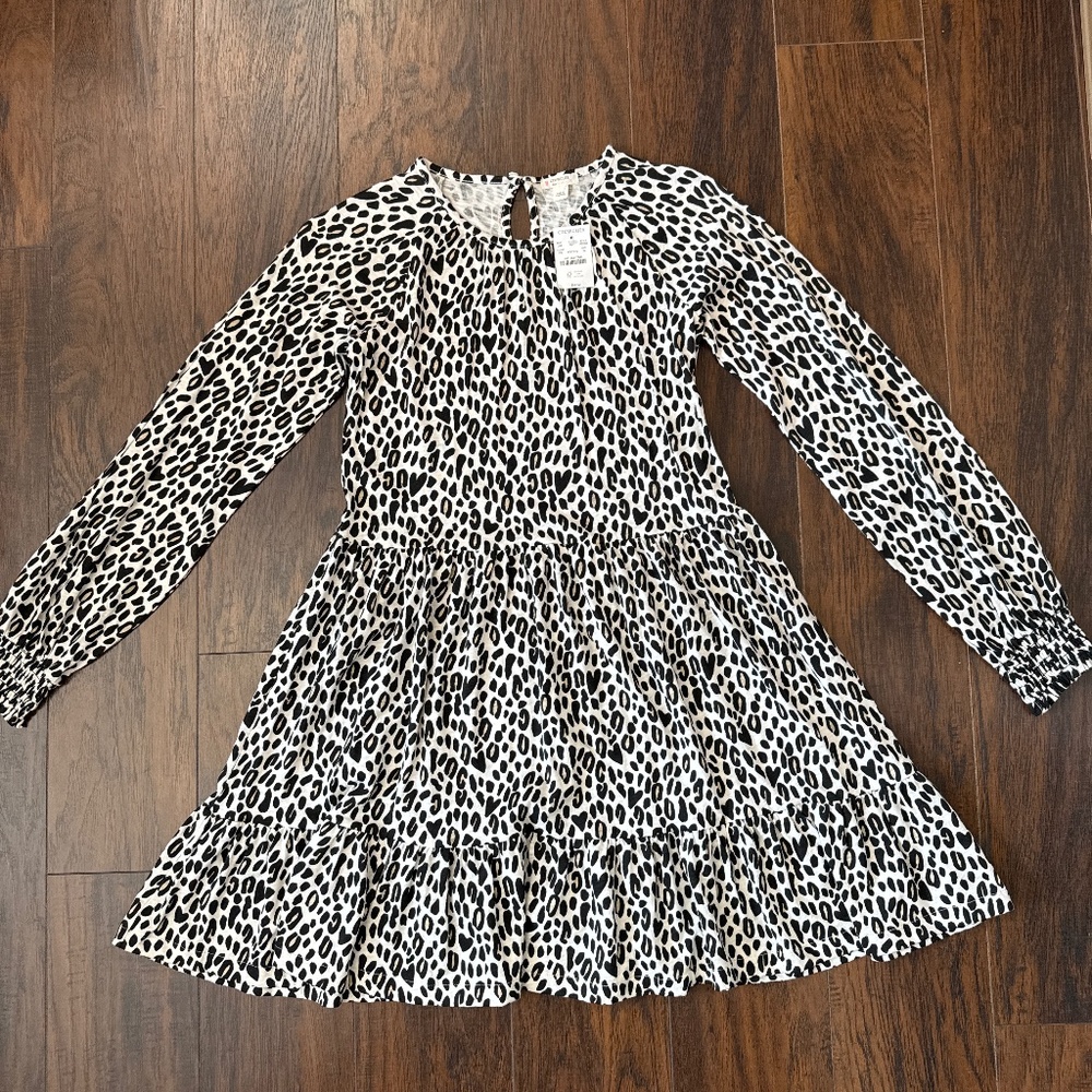 Girls crew cuts leopard layered dress